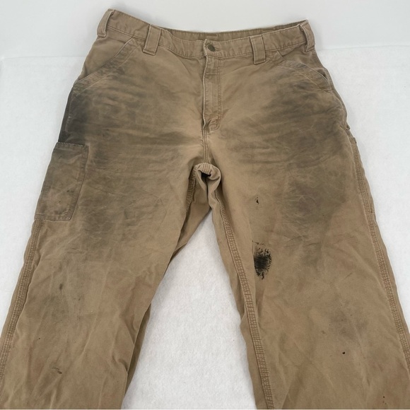 CARHARTT Men’s Worn Used Dungaree Fit Work Pants size: 36x34 - Picture 2 of 10